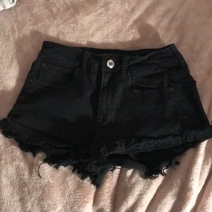American Eagle Black Frayed Shorts